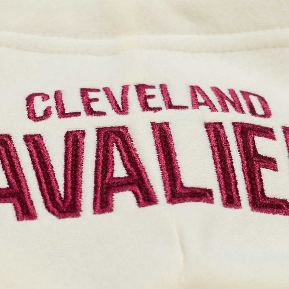 Cleveland Cavaliers Hardwood Classics Chainstitch Premium Fleece Hoodie sale - Cream | Mitchell & Ness for sale