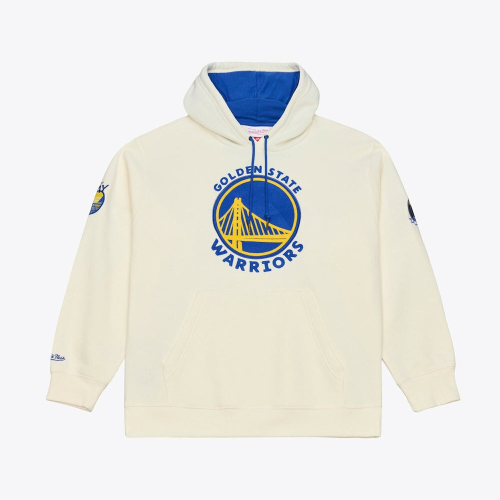 Golden State Warriors Hardwood Classics Chainstitch Premium Fleece Hoodie sale - Cream | Mitchell & Ness on sale