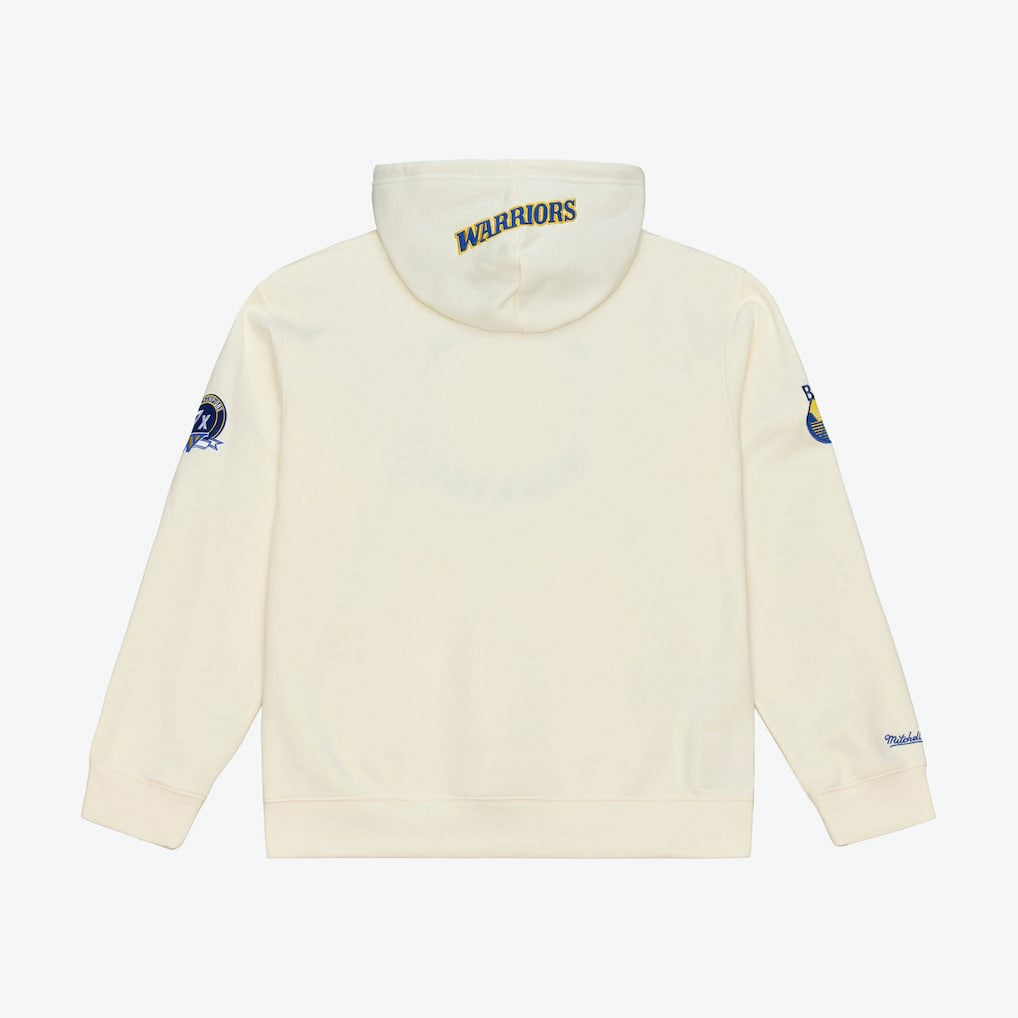 Golden State Warriors Hardwood Classics Chainstitch Premium Fleece Hoodie sale - Cream | Mitchell & Ness on sale