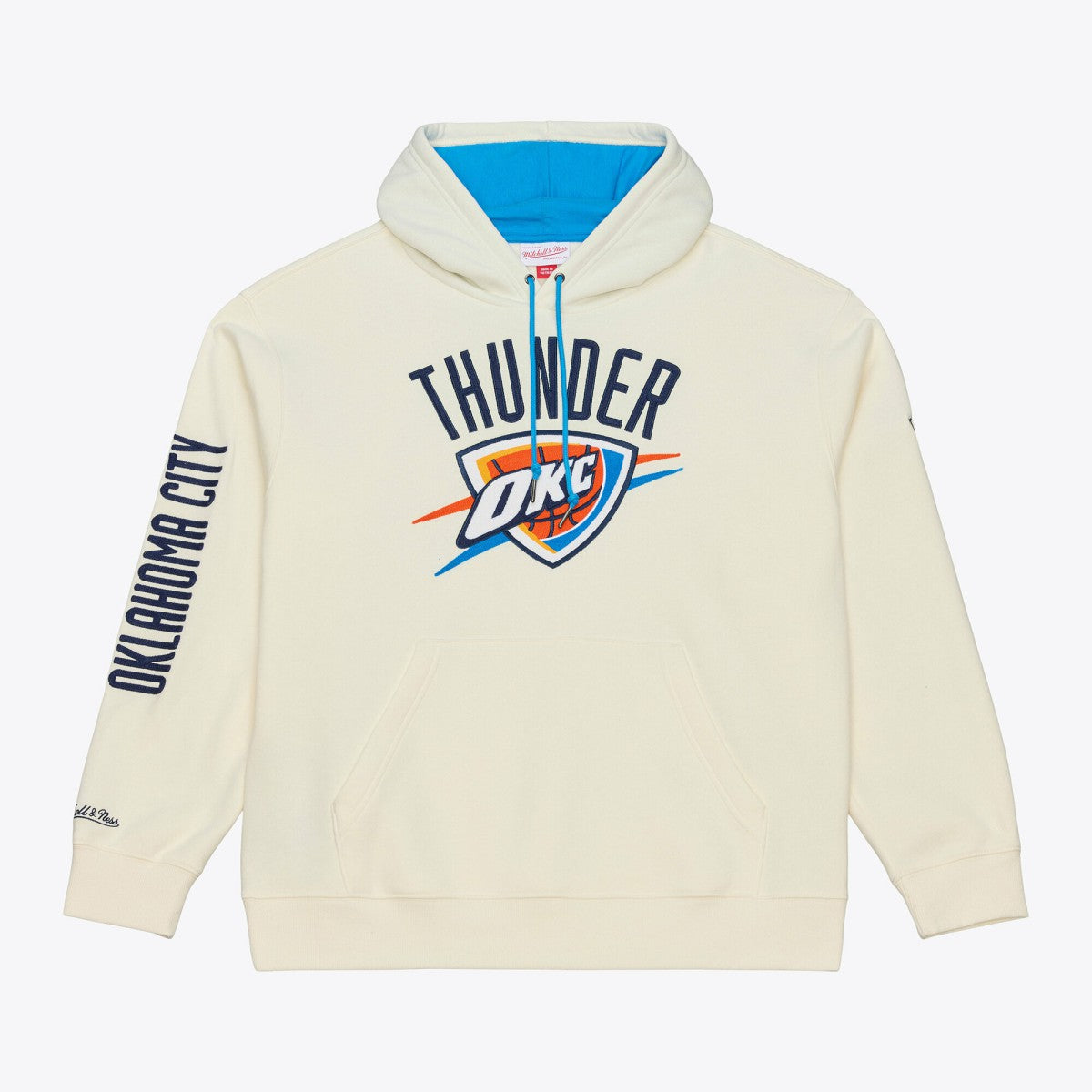 Oklahoma City Thunder Hardwood Classics Chainstitch Premium Fleece Hoodie - Cream | Mitchell & Ness on sale