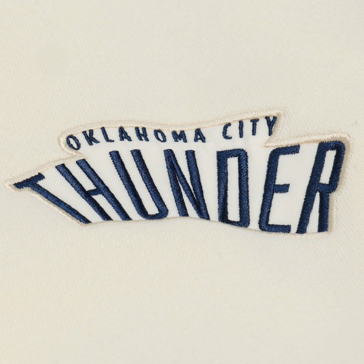 Oklahoma City Thunder Hardwood Classics Chainstitch Premium Fleece Hoodie - Cream | Mitchell & Ness on sale