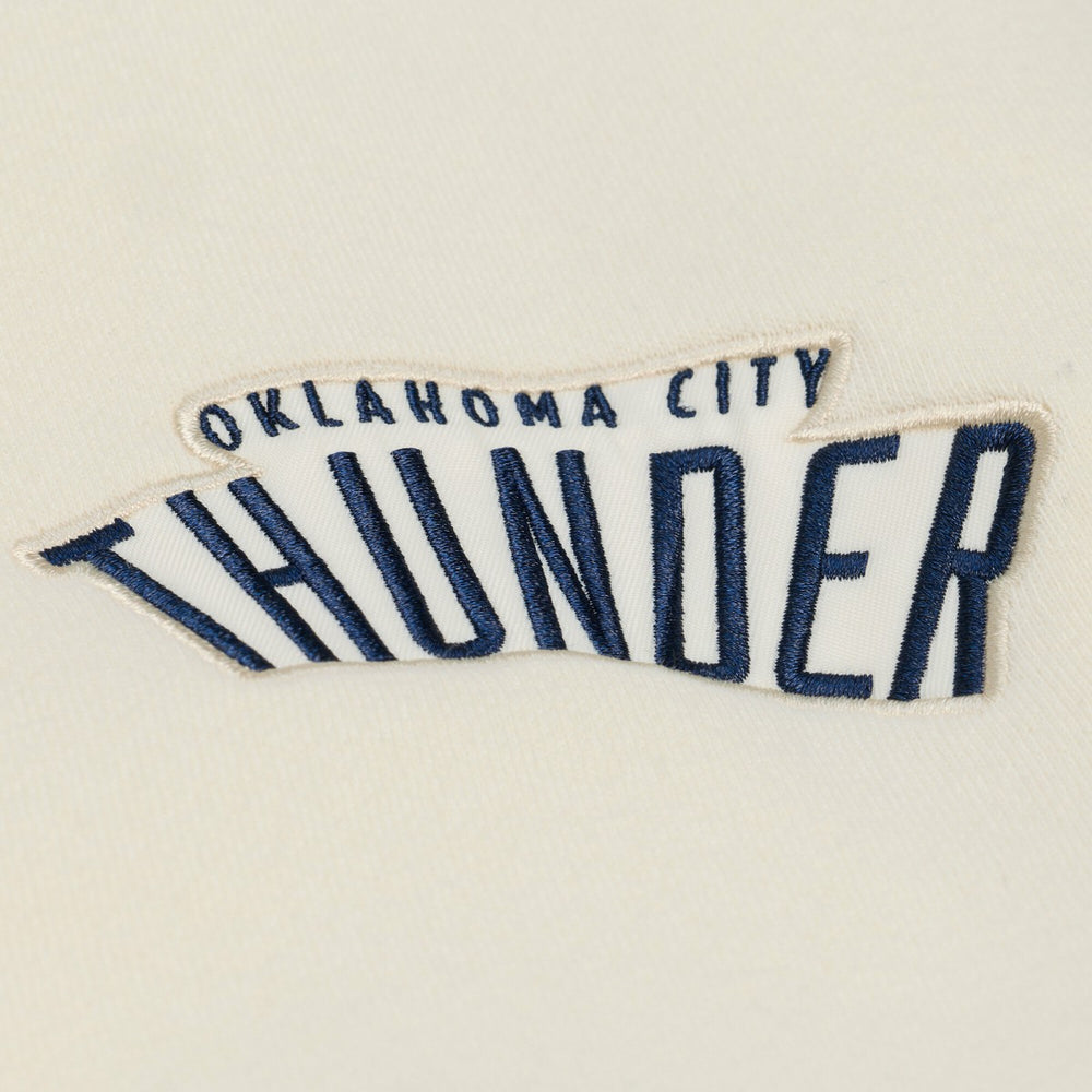 Oklahoma City Thunder Hardwood Classics Chainstitch Premium Fleece Hoodie - Cream | Mitchell & Ness on sale