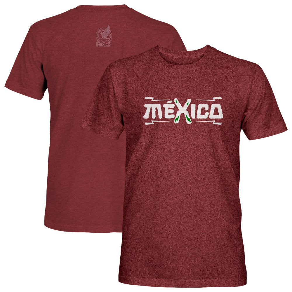 Mexico National Team 1863FC Athletic Wordmark Vintage Tri-Blend T-Shirt - Maroon on sale