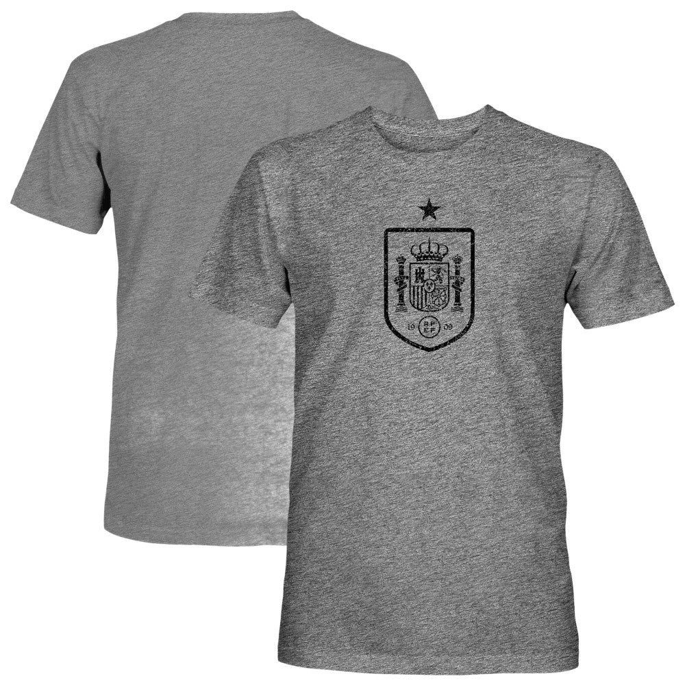 Spain National Team 1863FC Mono Badge Vintage Tri-Blend T-Shirt - Gray for sale