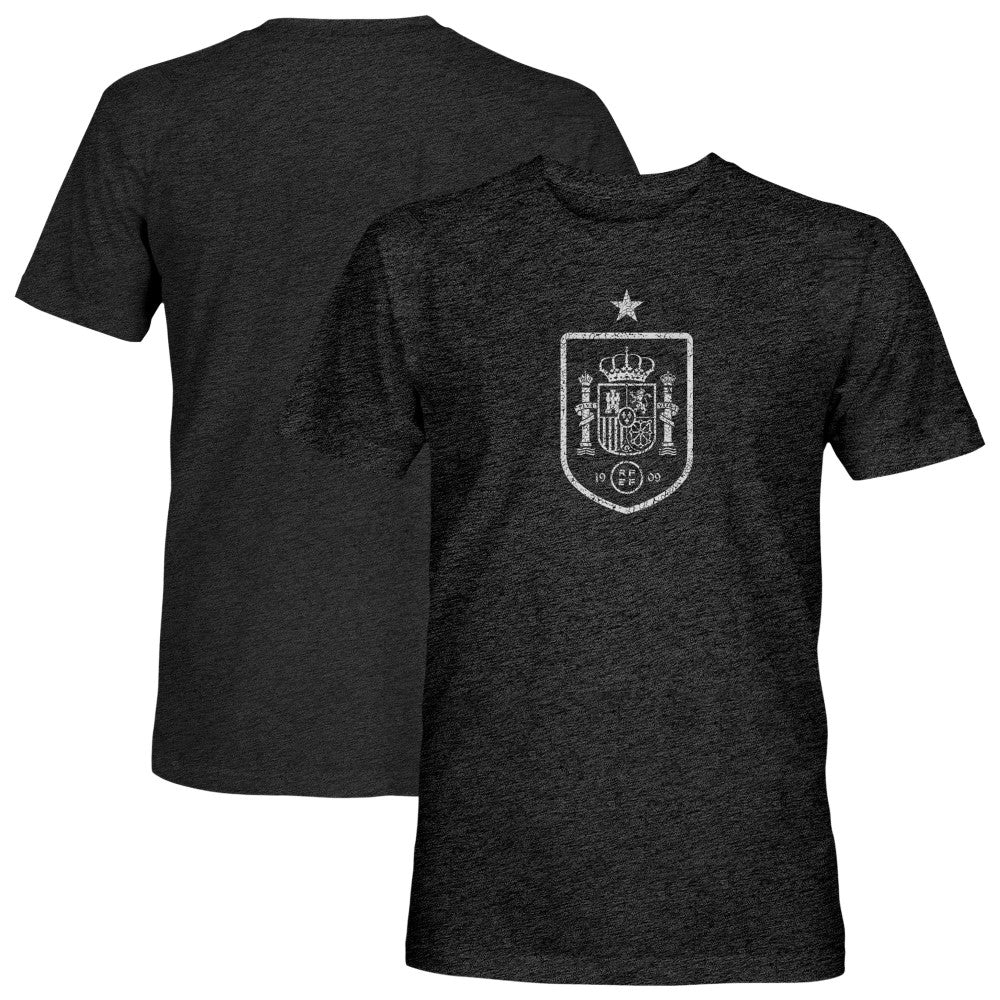 Spain National Team 1863FC Mono Badge Vintage Tri-Blend T-Shirt - Black on sale