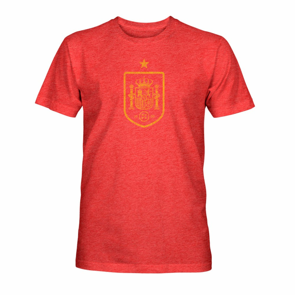 Spain National Team 1863FC Mono Badge Vintage Tri-Blend T-Shirt - Red on sale
