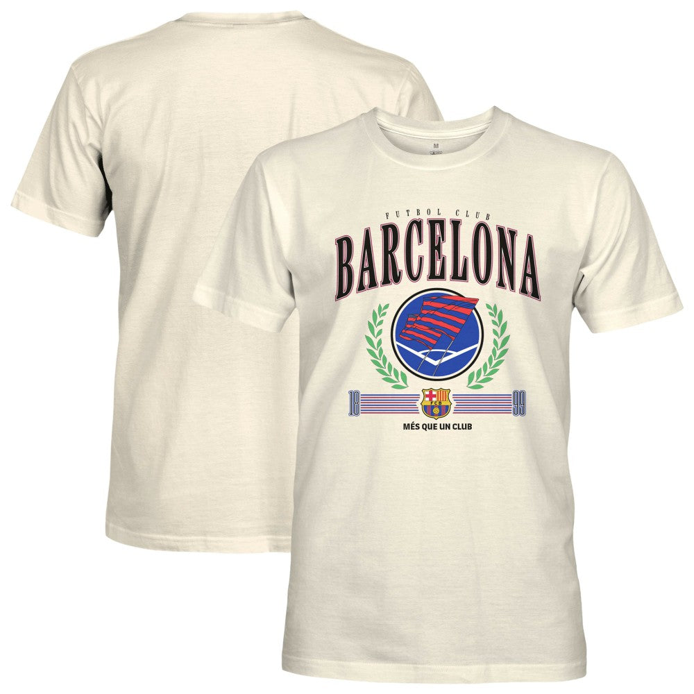 Barcelona 1863FC Retro Stripes T-Shirt - Cream sale