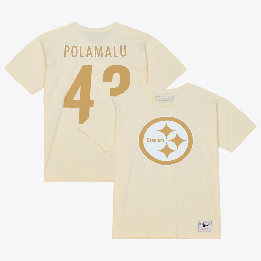 Troy Polamalu Pittsburgh Steelers Sandman Name & Number T-Shirt - Cream sale