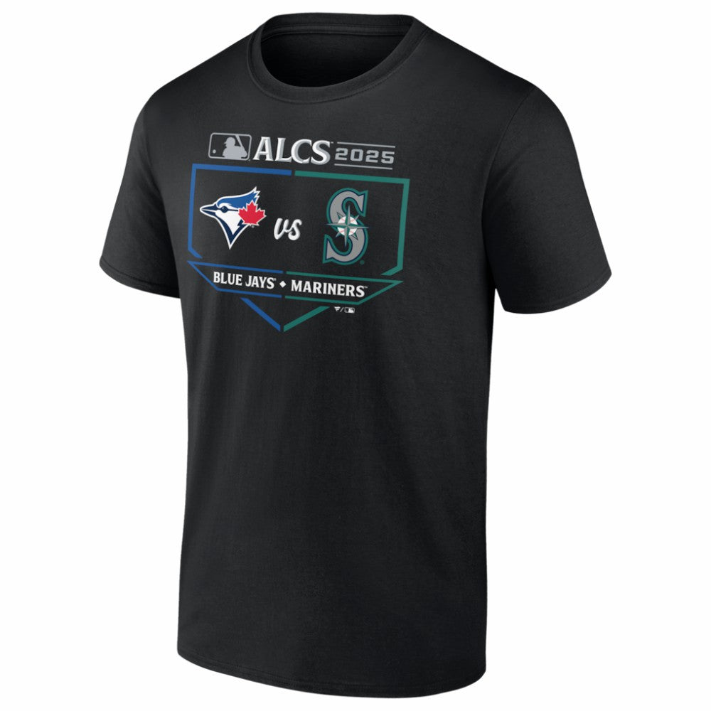 Toronto Blue Jays vs. Seattle Mariners 2025 American League Championship Series Matchup Batter's Box T-Shirt - Black