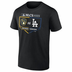 Milwaukee Brewers vs. Los Angeles Dodgers 2025 National League Championship Series Matchup Batter's Box T-Shirt - Black