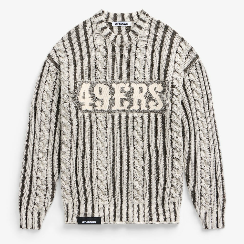 San Francisco 49ers Off Season x NFL Unisex Cable Knit Sweater - Cream/Gray on sale