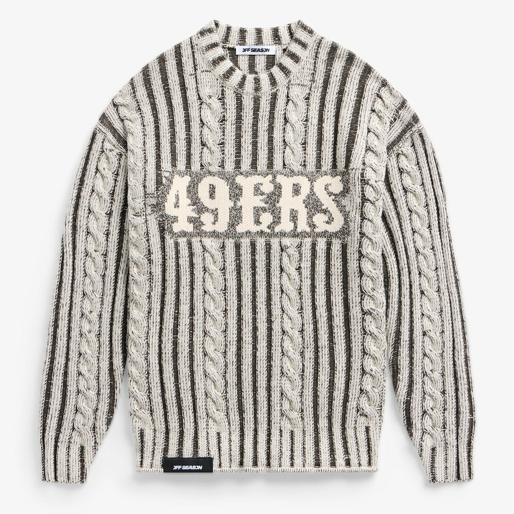 San Francisco 49ers Off Season x NFL Unisex Cable Knit Sweater - Cream/Gray on sale