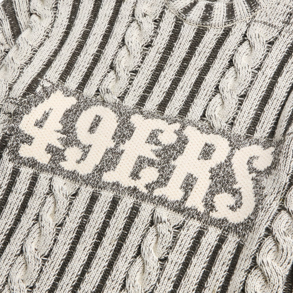San Francisco 49ers Off Season x NFL Unisex Cable Knit Sweater - Cream/Gray on sale
