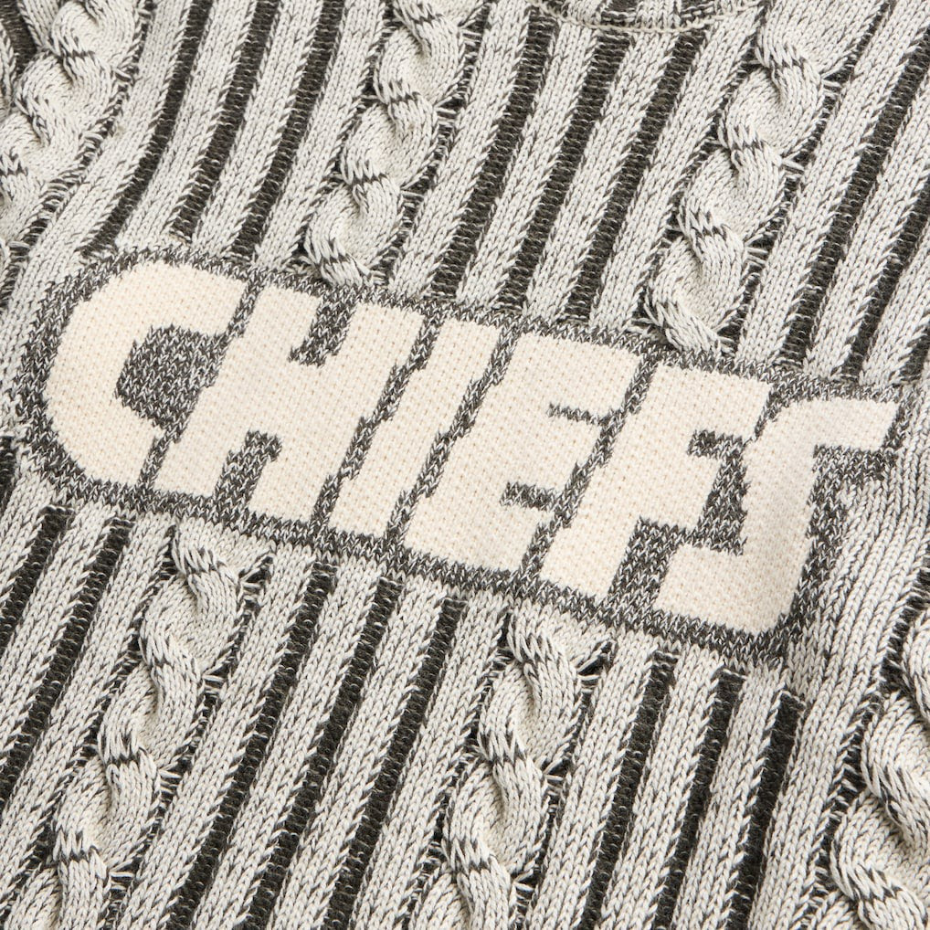 Kansas City Chiefs Off Season x NFL Unisex Cable Knit Sweater - Cream/Gray outlet