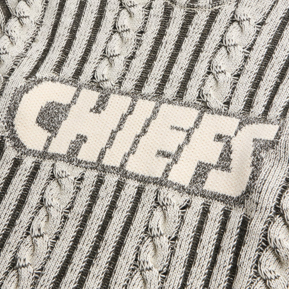 Kansas City Chiefs Off Season x NFL Unisex Cable Knit Sweater - Cream/Gray outlet