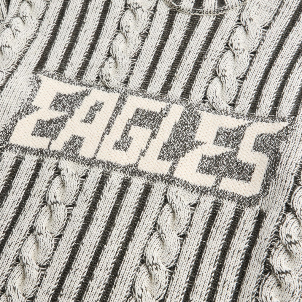 Philadelphia Eagles Off Season x NFL Unisex Cable Knit Sweater - Cream/Gray sale