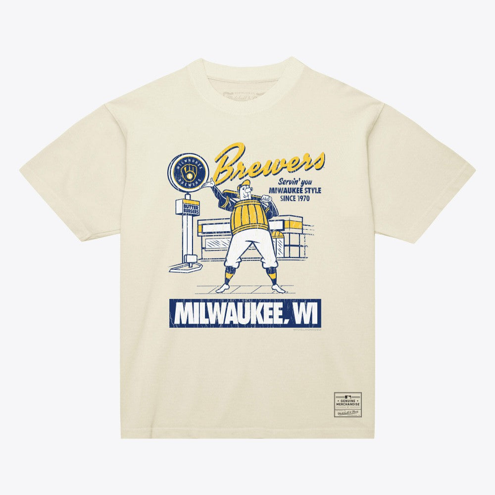 Milwaukee Brewers Deli T-Shirt - Cream | Mitchell & Ness
