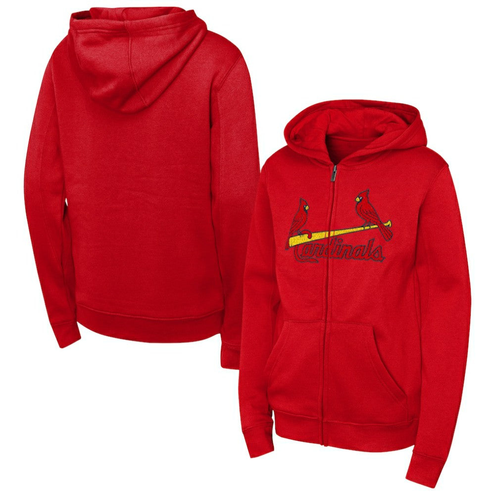 St. Louis Cardinals Outerstuff Youth Wordmark Fleece Full-Zip Hoodie - Red
