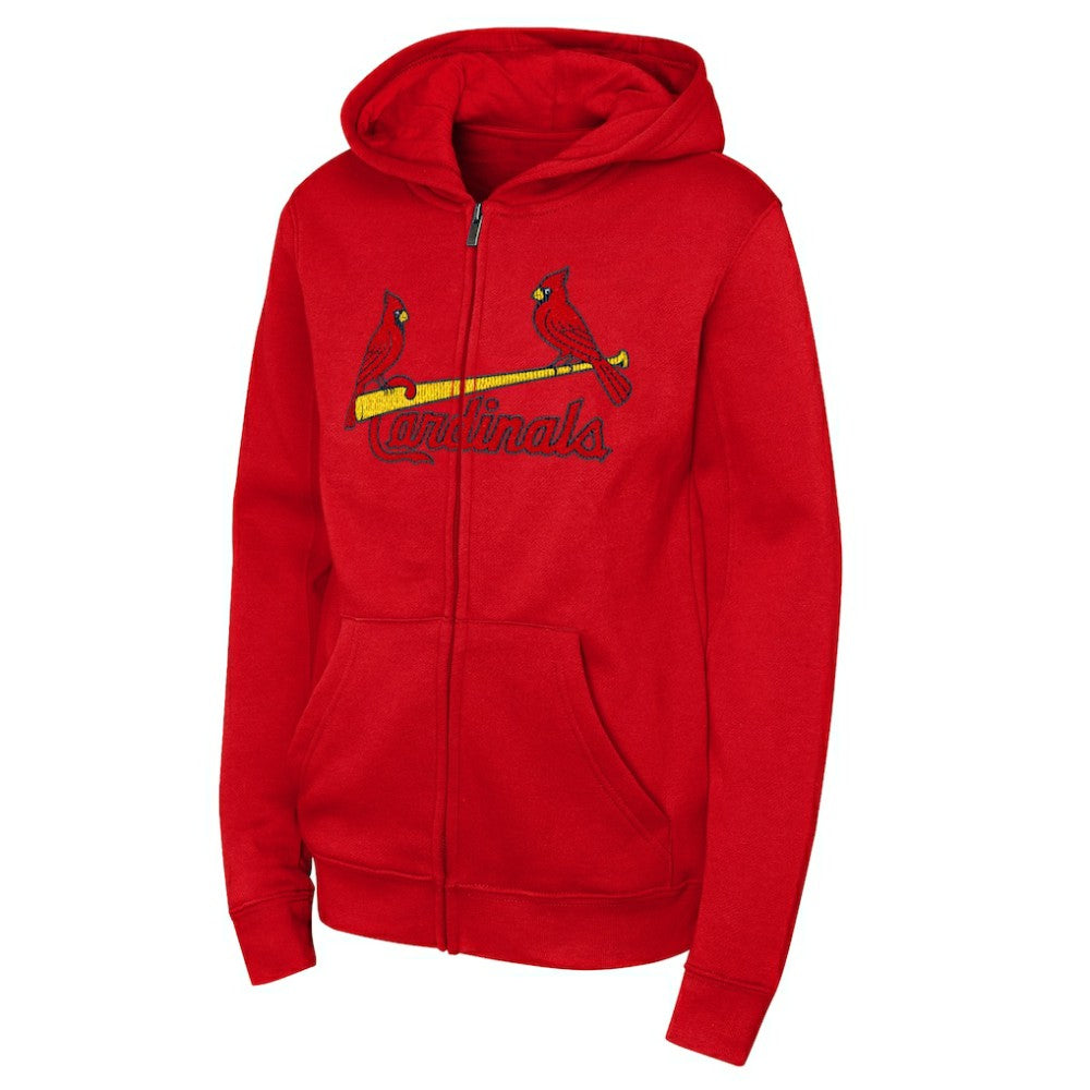 St. Louis Cardinals Outerstuff Youth Wordmark Fleece Full-Zip Hoodie - Red