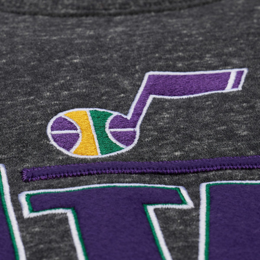 Utah Jazz Throw It Back Fleece Sweatshirt - Black | Mitchell & Ness cheap