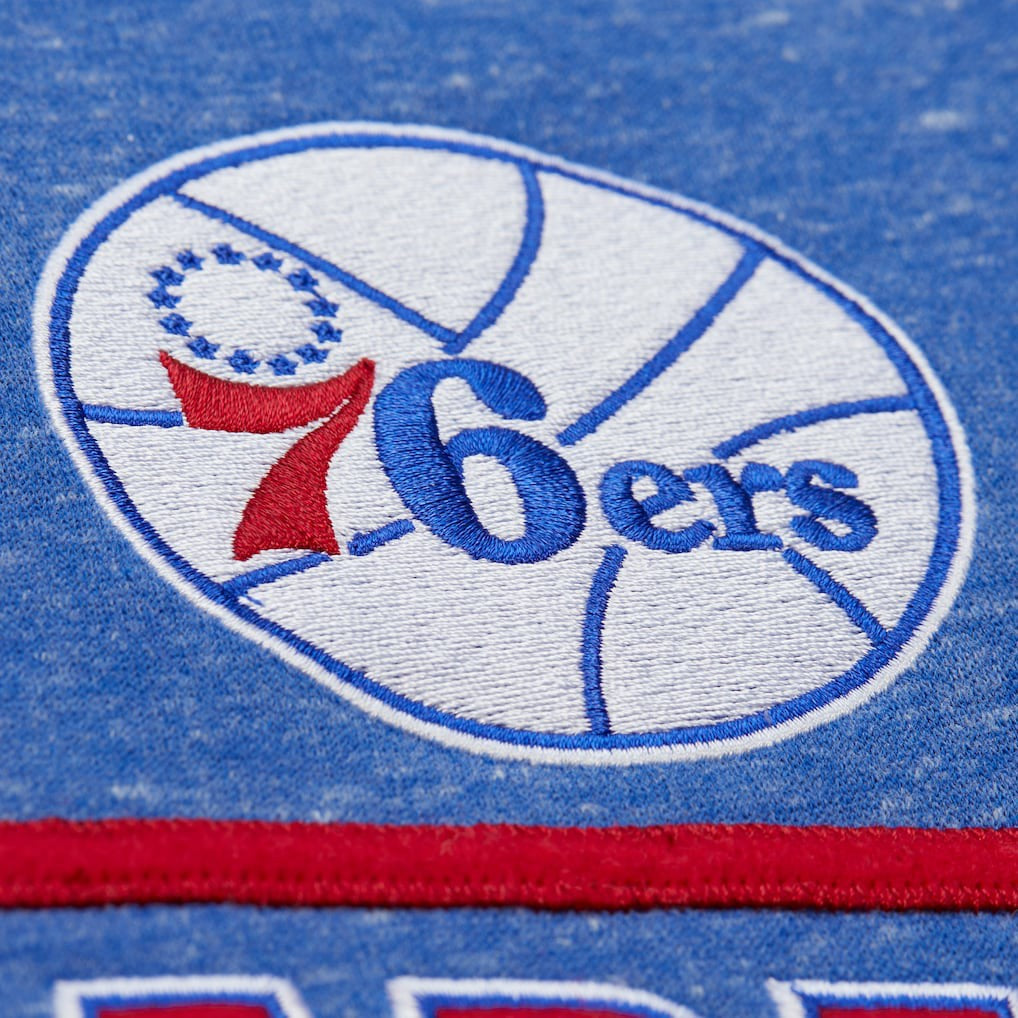 Philadelphia 76ers Throw It Back Fleece Sweatshirt - Royal | Mitchell & Ness online