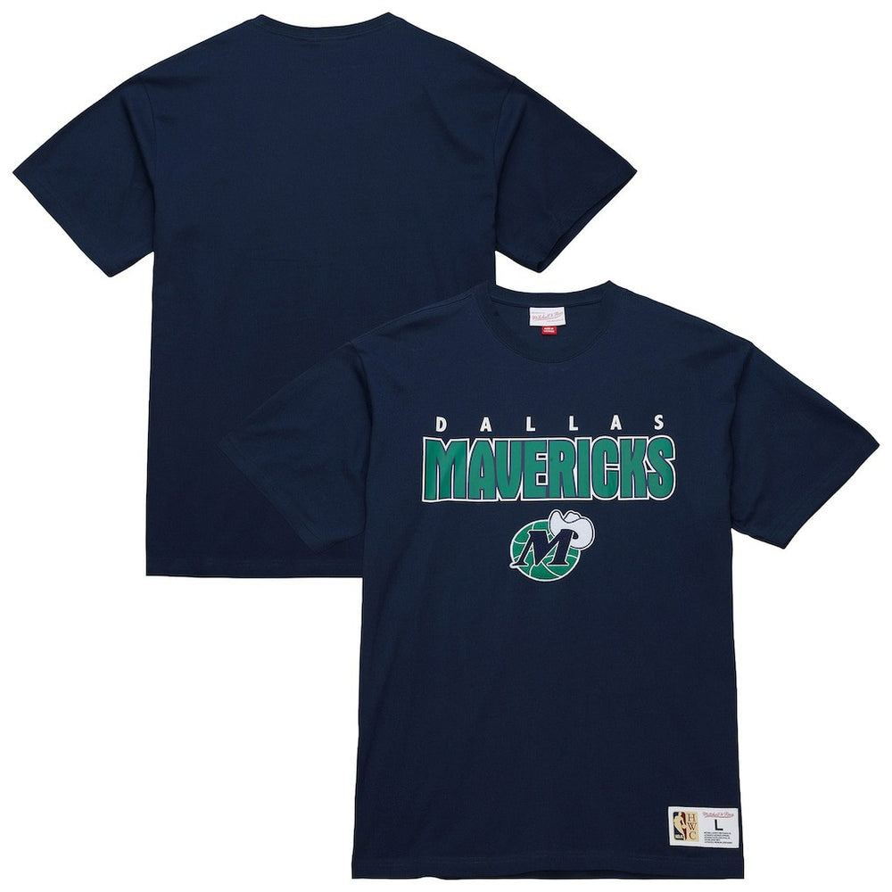 Dallas Mavericks Hardwood Classics Throw It Back Premium T-Shirt sale - Navy | Mitchell & Ness shop