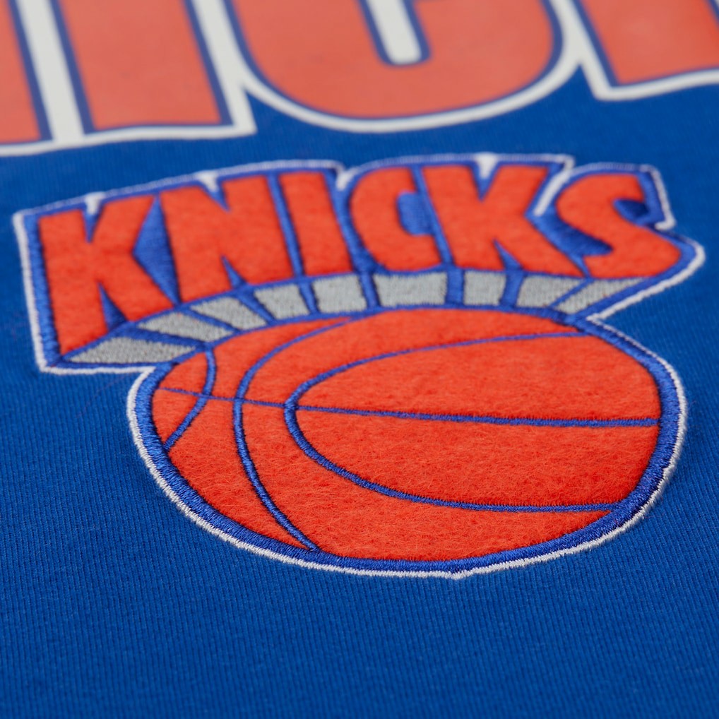 New York Knicks Hardwood Classics Throw It Back Premium T-Shirt - Blue | Mitchell & Ness shop