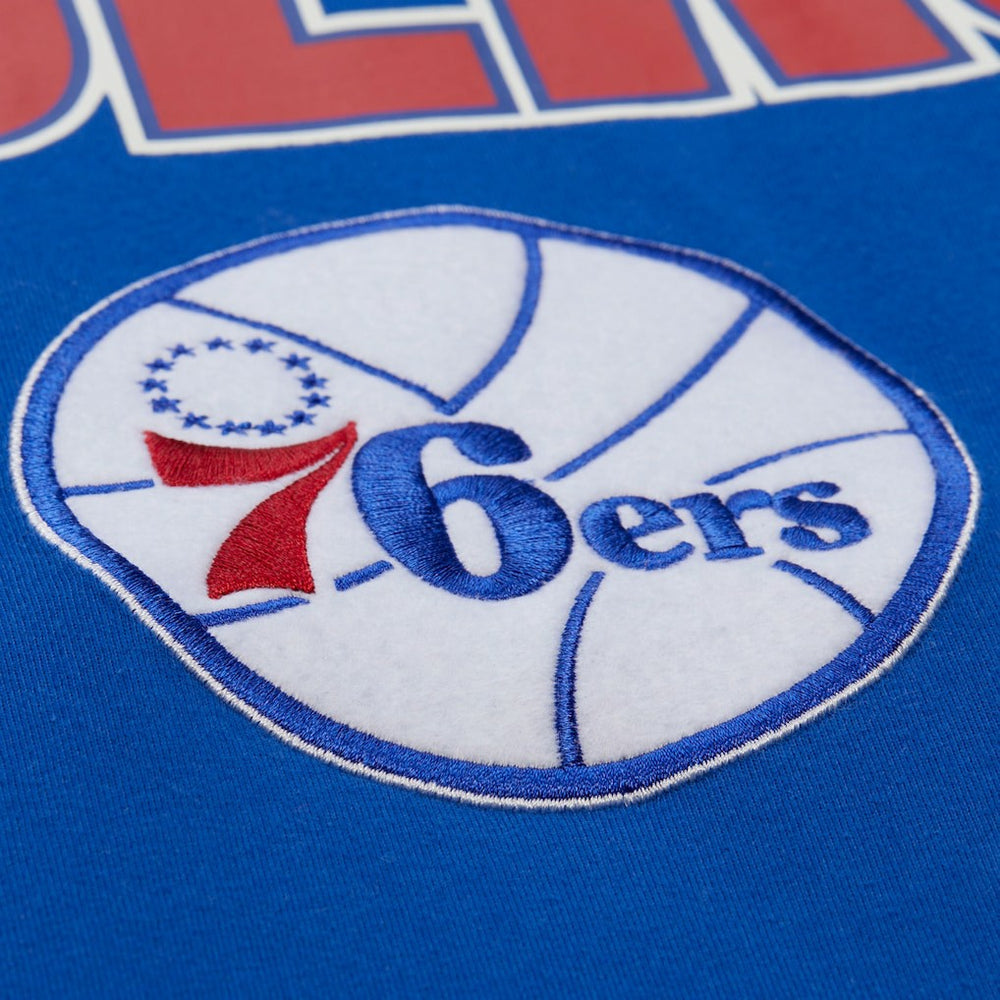 Philadelphia 76ers Hardwood Classics Throw It Back Premium T-Shirt - Royal | Mitchell & Ness outlet