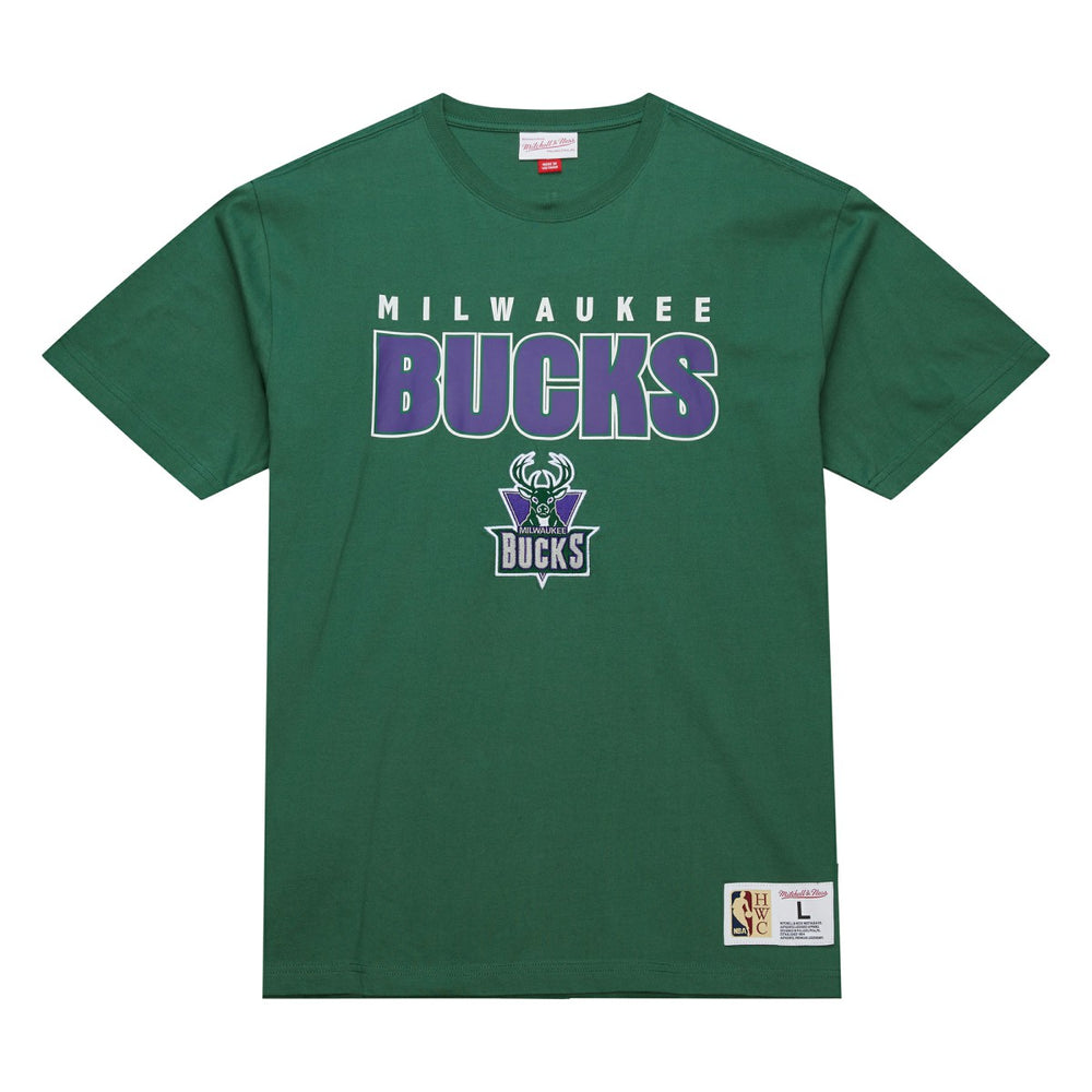 Milwaukee Bucks Hardwood Classics Throw It Back Premium T-Shirt - Green | Mitchell & Ness online