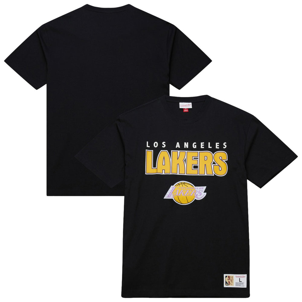 Los Angeles Lakers Hardwood Classics Throw It Back Premium T-Shirt - Black | Mitchell & Ness sale