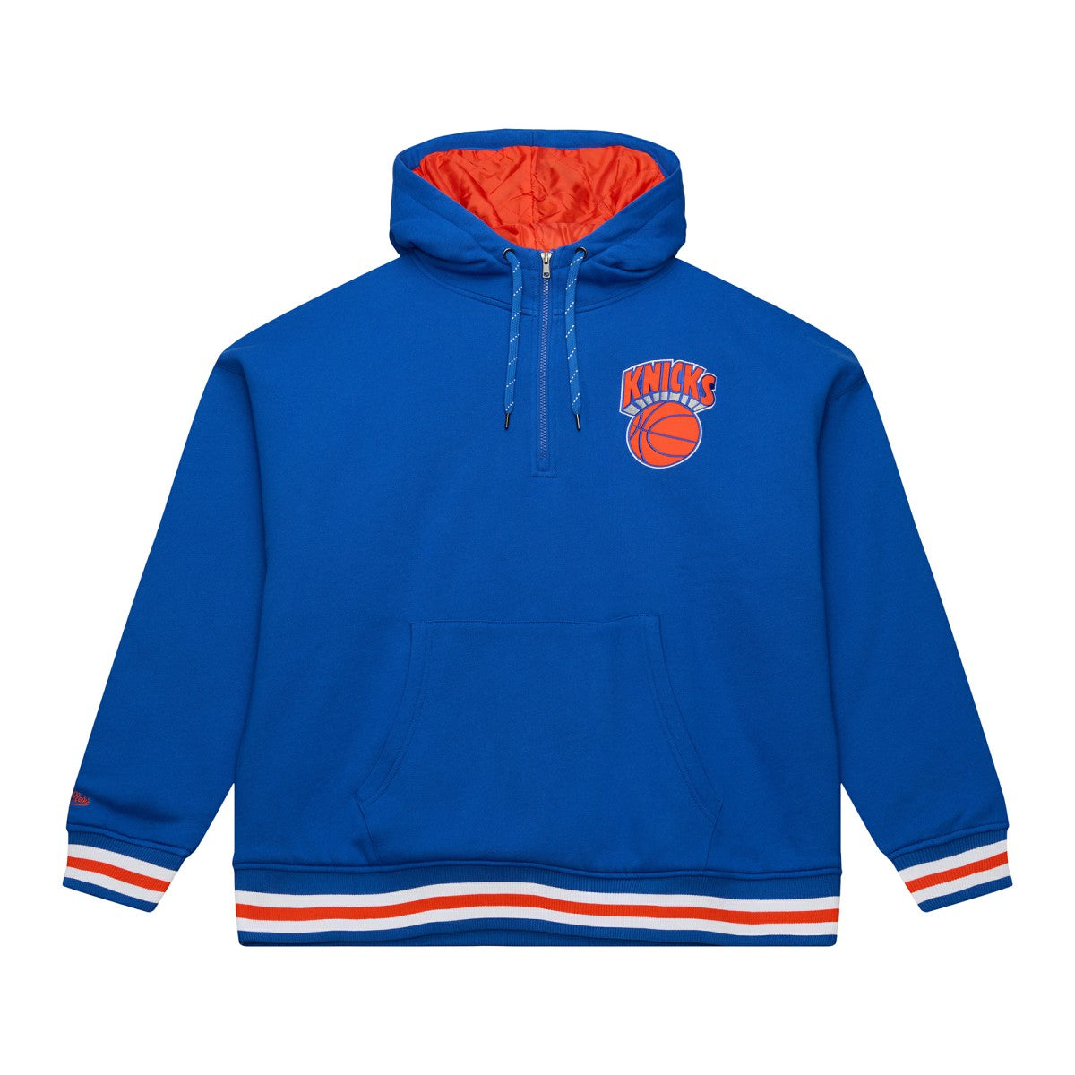 New York Knicks Throw It Back Quilted Fleece Quarter-Zip Hoodie - Blue | Mitchell & Ness cheap