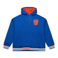 New York Knicks Throw It Back Quilted Fleece Quarter-Zip Hoodie - Blue | Mitchell & Ness cheap