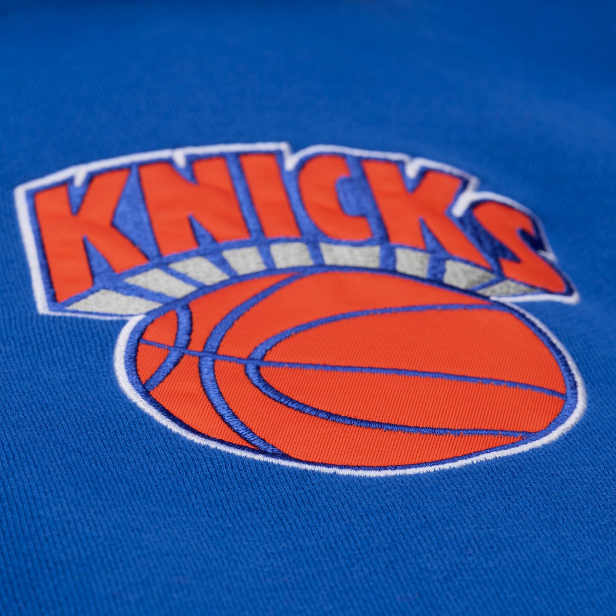 New York Knicks Throw It Back Quilted Fleece Quarter-Zip Hoodie - Blue | Mitchell & Ness cheap