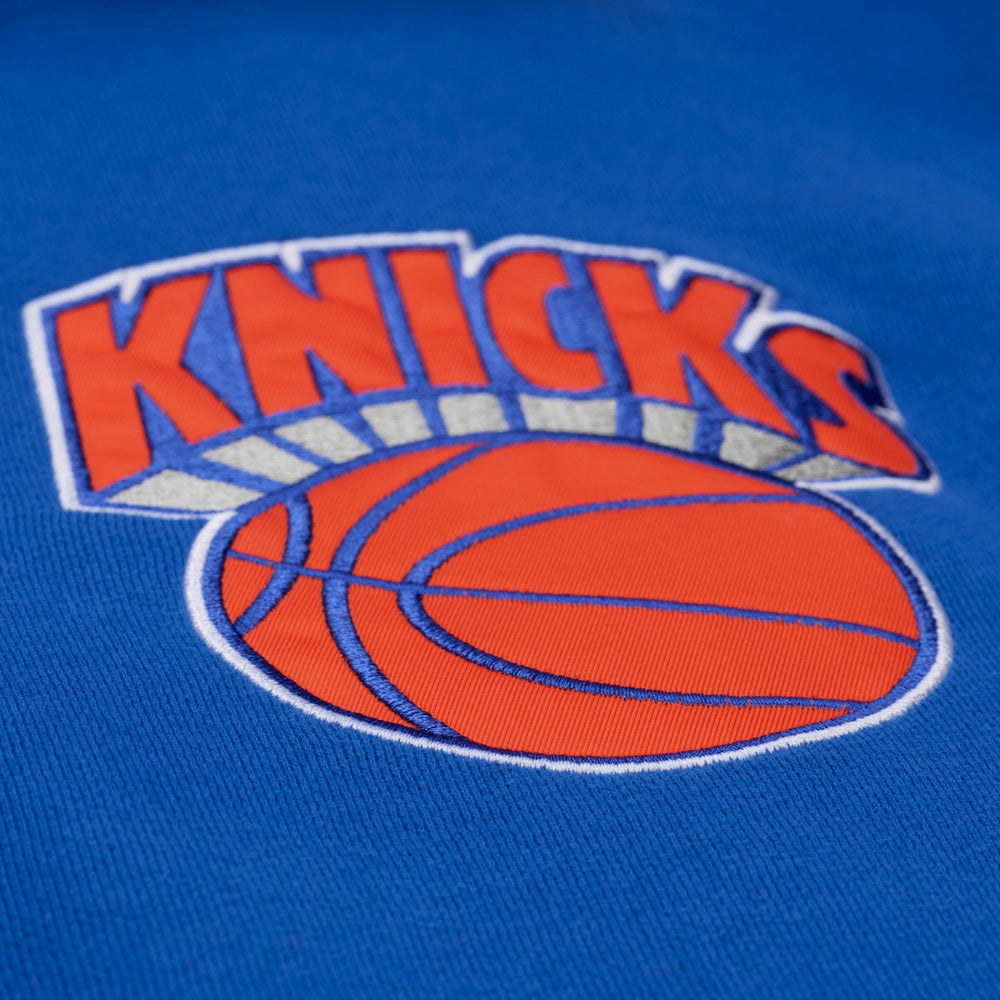 New York Knicks Throw It Back Quilted Fleece Quarter-Zip Hoodie - Blue | Mitchell & Ness cheap
