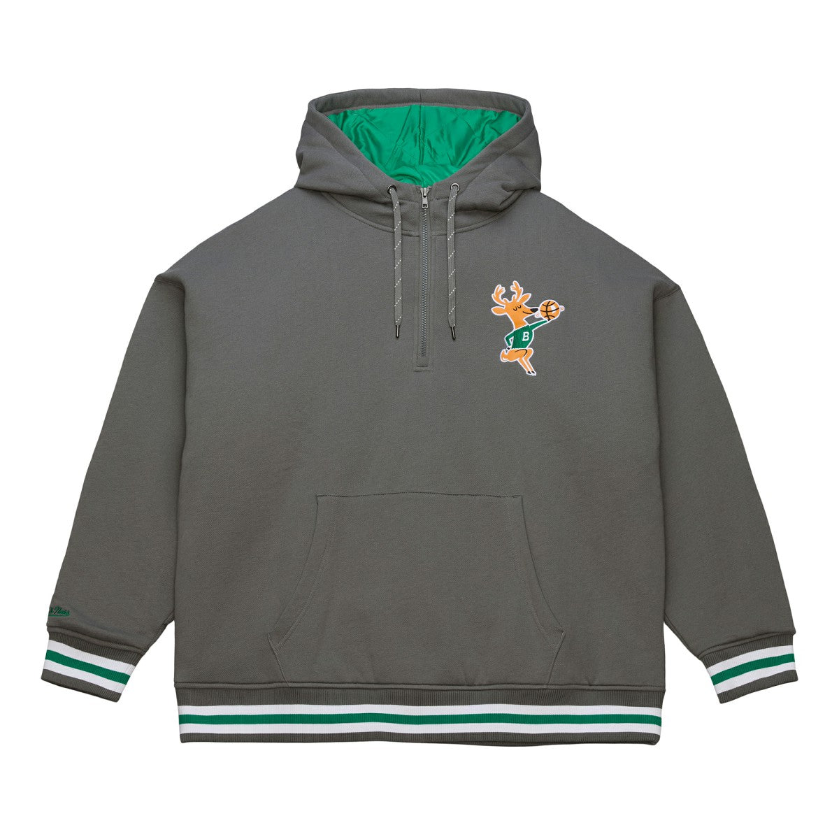 Milwaukee Bucks Throw It Back Quilted Fleece Quarter-Zip Hoodie - Gray | Mitchell & Ness sale