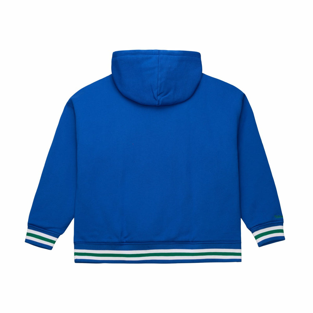 Minnesota Timberwolves Throw It Back Quilted Fleece Quarter-Zip Hoodie - Royal | Mitchell & Ness on sale