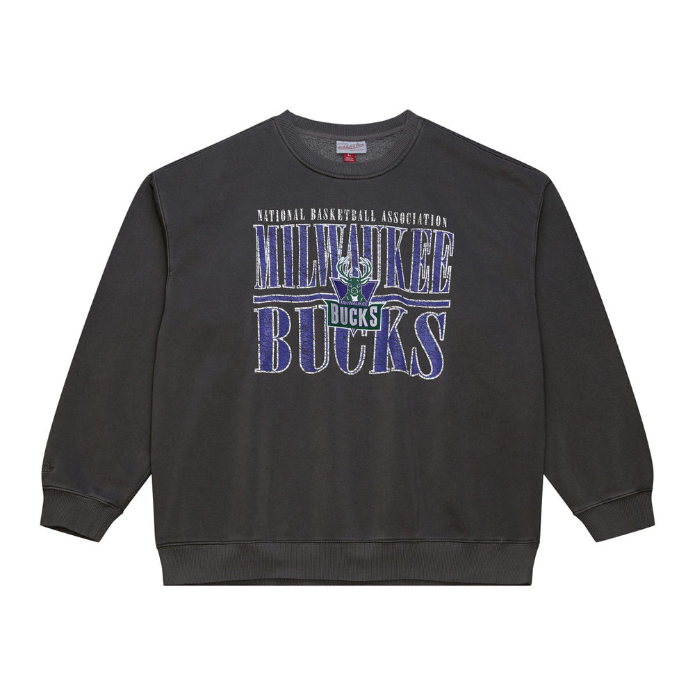 Milwaukee Bucks NBA Downtown Collection Fleece Sweatshirt - Black | Mitchell & Ness for sale