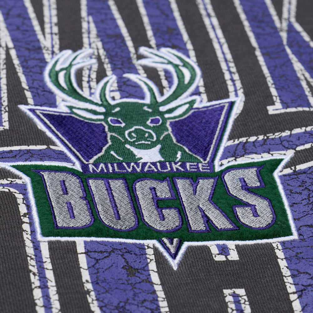 Milwaukee Bucks NBA Downtown Collection Fleece Sweatshirt - Black | Mitchell & Ness for sale