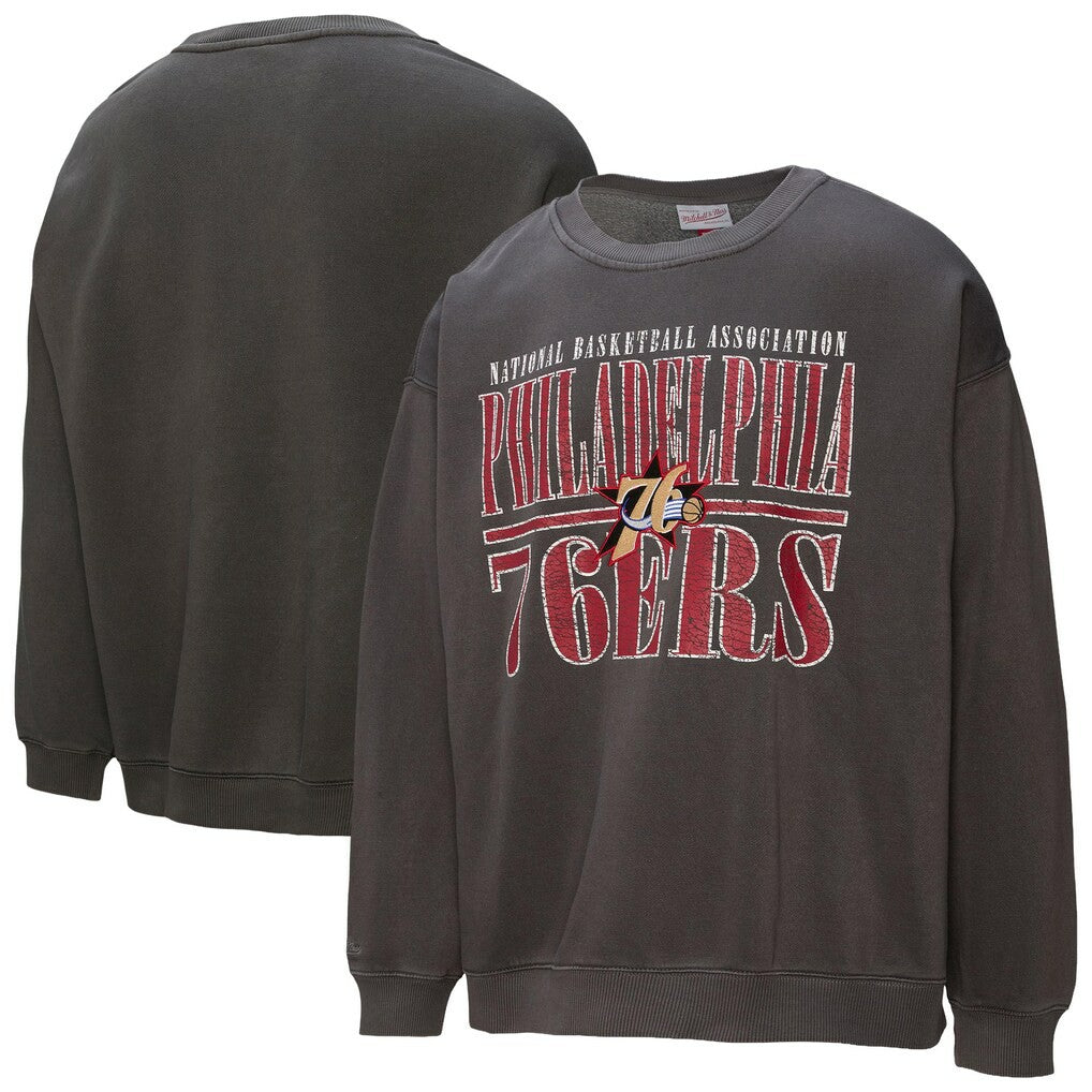 Philadelphia 76ers NBA Downtown Collection Fleece Sweatshirt - Black | Mitchell & Ness on sale
