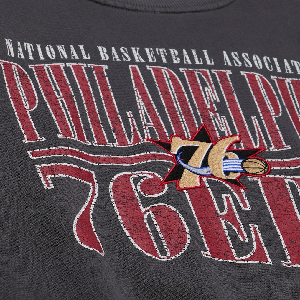 Philadelphia 76ers NBA Downtown Collection Fleece Sweatshirt - Black | Mitchell & Ness on sale