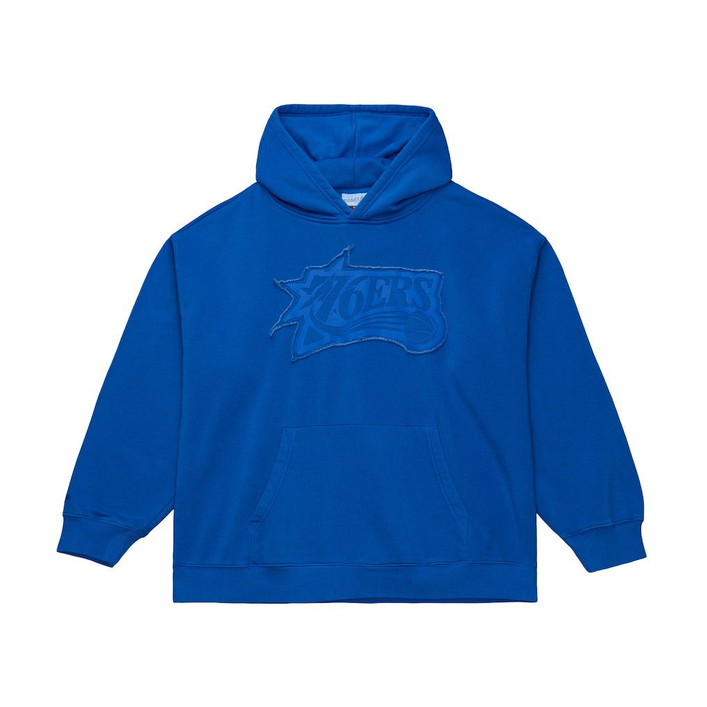 Philadelphia 76ers Downtown Collection Fleece Hoodie - Royal | Mitchell & Ness online