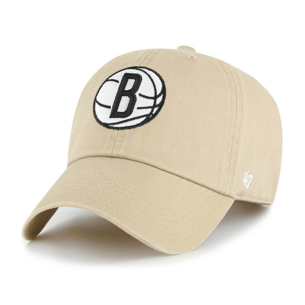 Brooklyn Nets '47 Logo Clean Up Adjustable Hat - Khaki | 47 brand for sale