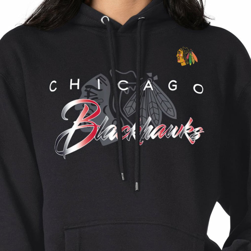 Chicago Blackhawks G-III 4Her by Carl Banks Shadow Logo Fleece Pullover Hoodie Black