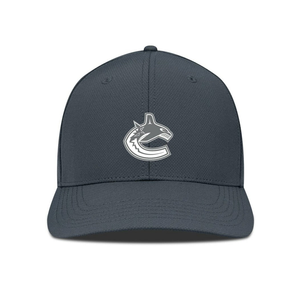 Vancouver Canucks Levelwear Rise Slate & Snow Structured Flex Hat Charcoal