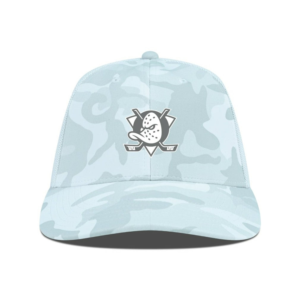 Anaheim Ducks Levelwear Clash Slate & Snow Meshback Flex Hat Camo