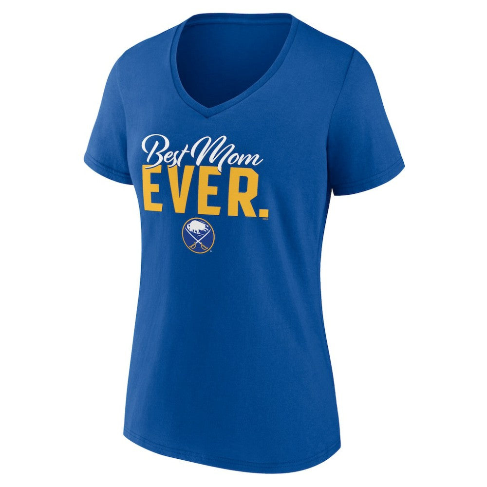 Buffalo Sabres Women's Best Mom Ever V-Neck T-Shirt Royal
