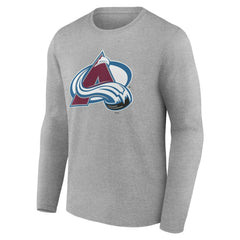 Colorado Avalanche Women's Primary Logo Long Sleeve V-Neck T-Shirt Gray