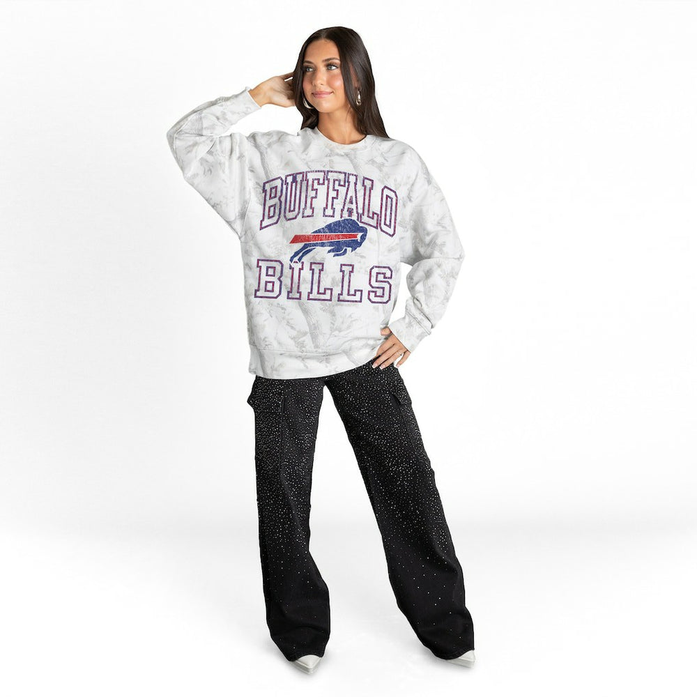 Buffalo Bills Gameday Couture Women's Whiteout Oversized Premium Fleece Sweatshirt - Arctic Camo online