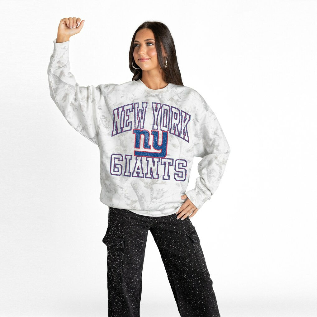 New York Giants Gameday Couture Women's Whiteout Oversized Premium Fleece Sweatshirt - Arctic Camo sale