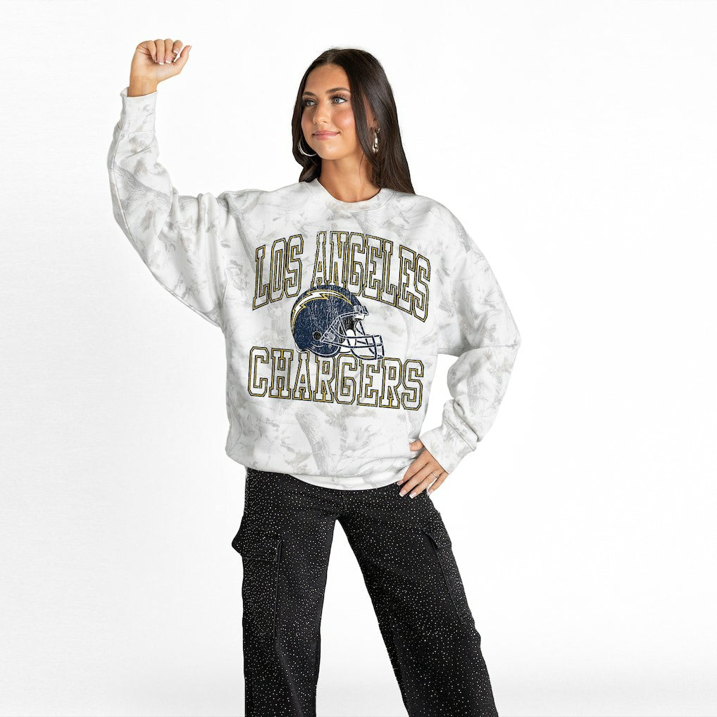 Los Angeles Chargers Gameday Couture Women's Whiteout Oversized Premium Fleece Sweatshirt - Arctic Camo cheap